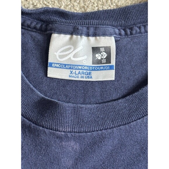 Vintage Y2K Eric Clapton World Tour 2001 T Shirt Size XL NYC Blue Retro - Picture 3 of 6
